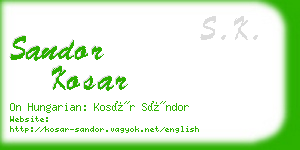 sandor kosar business card